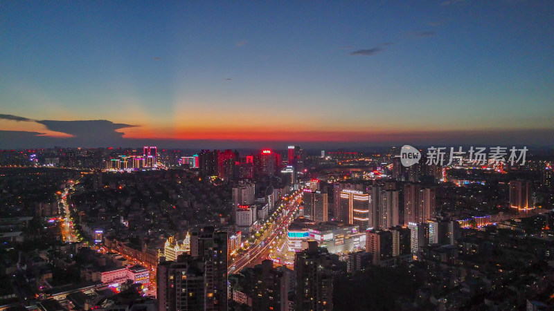 航拍四川泸州晚霞夜景