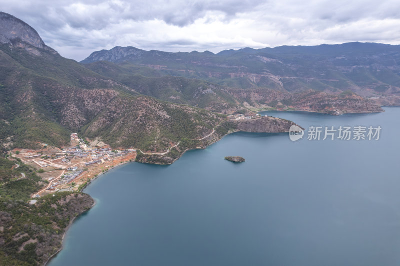 云南丽江泸沽湖摩梭族美景高空航拍