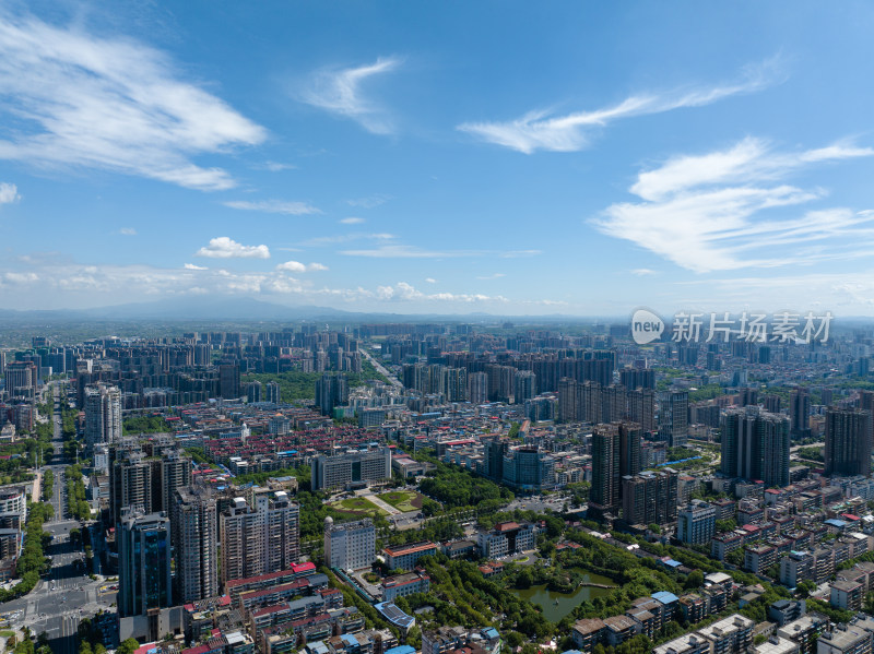 蓝天白云下湖南衡阳华新开发区 城市风光