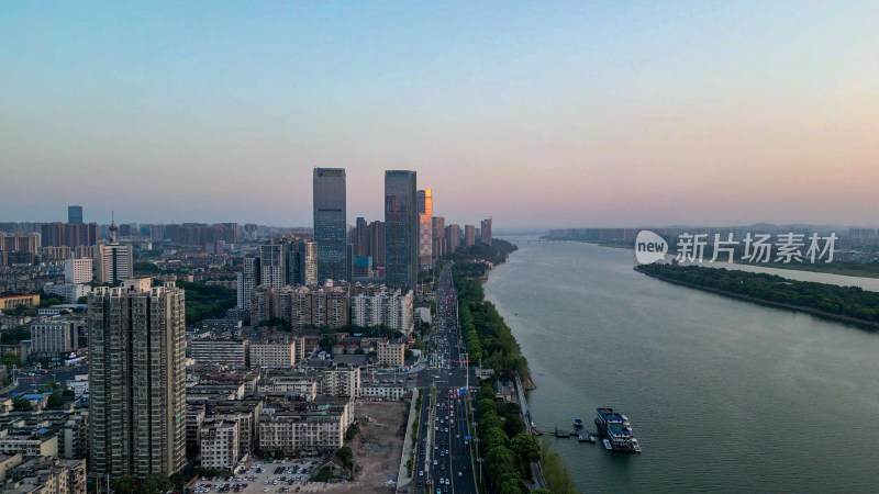 航拍湖南长沙城市大景