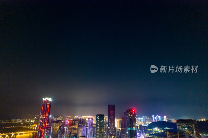 广东珠海城市夜景灯光航拍摄影图