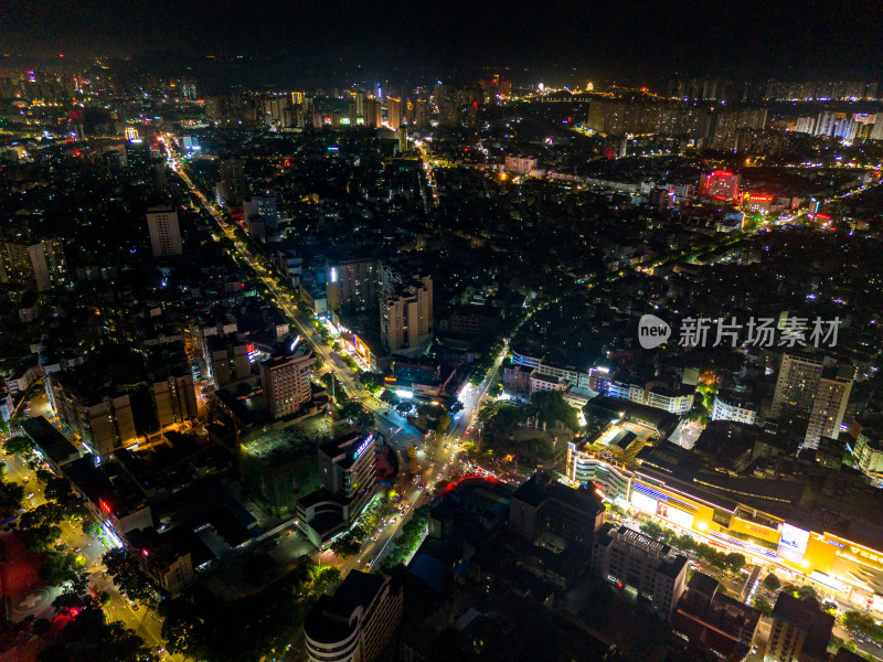 玉林城市夜景万家灯火航拍图