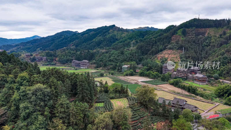 柳州三江程阳八寨景区航拍图