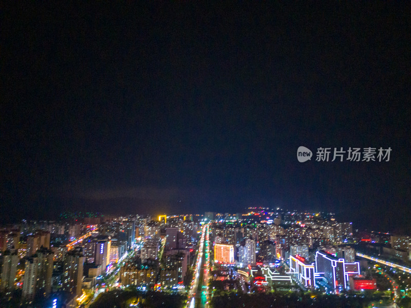 甘肃定西城市夜景灯光航拍图