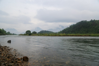 山间 溪流 河道  云雾 雨 浙江 丽水 山脉