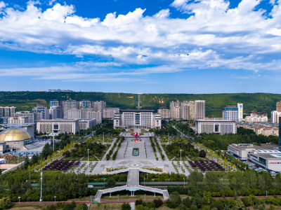 陕西宝鸡城市风光航拍图