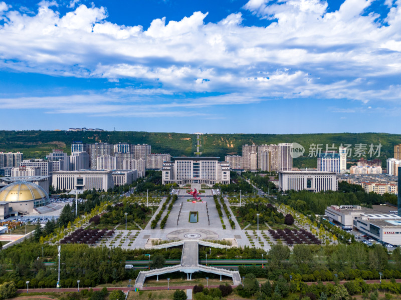 陕西宝鸡城市风光航拍图