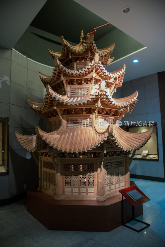 中式古建筑木质模型展示