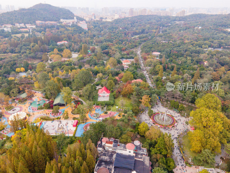 青岛中山公园航拍全景鸟瞰