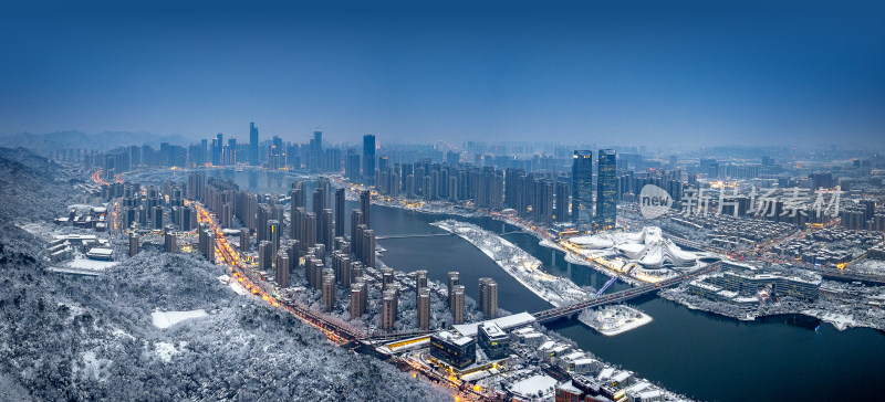 长沙梅溪湖国际新城雪景