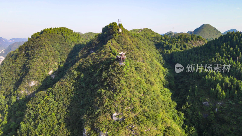 贵州山川高山石头山航拍图