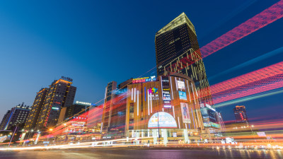 城市建筑道路车流夜景