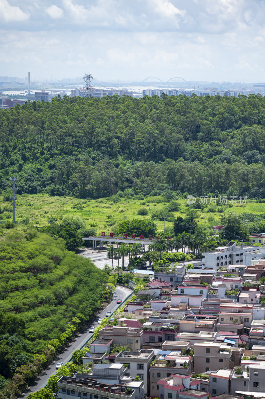 城市中被树林包围的村庄