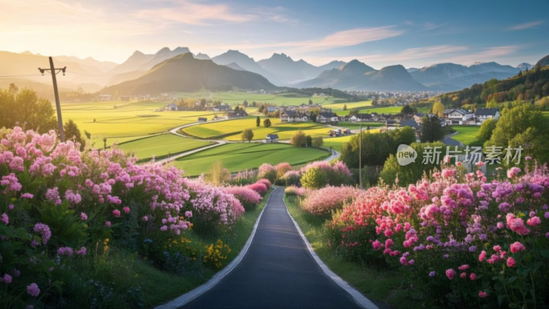 春暖花开美丽乡村 大场景