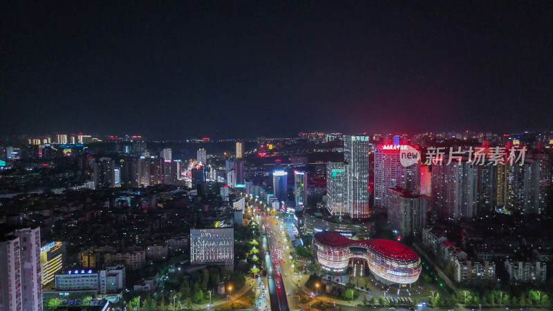 航拍四川泸州夜景泸州蜀泸大道夜景摄影图