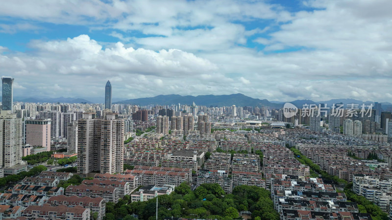 航拍温州城市天际线温州大景鹿城区