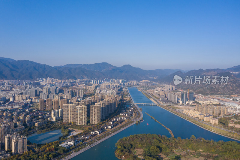 浙江丽水城区风光航拍全景