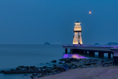 珠海市情侣路爱情灯塔夜景