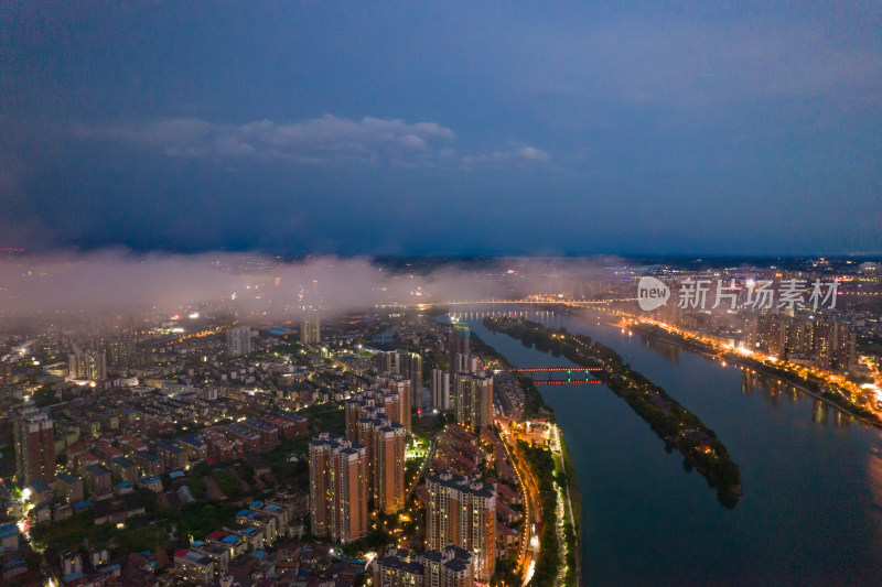 衡阳城市夜景航拍风光