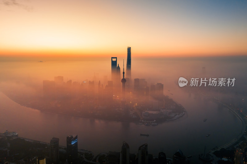 上海日出辐射雾平流雾航拍