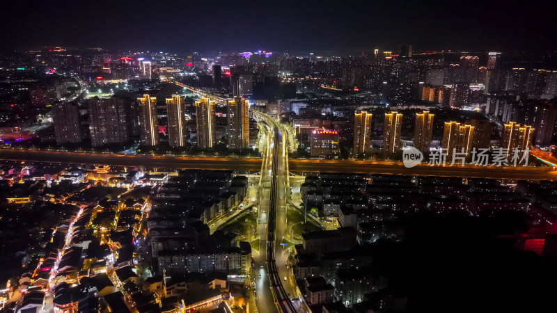 安徽芜湖城市夜景灯光航拍