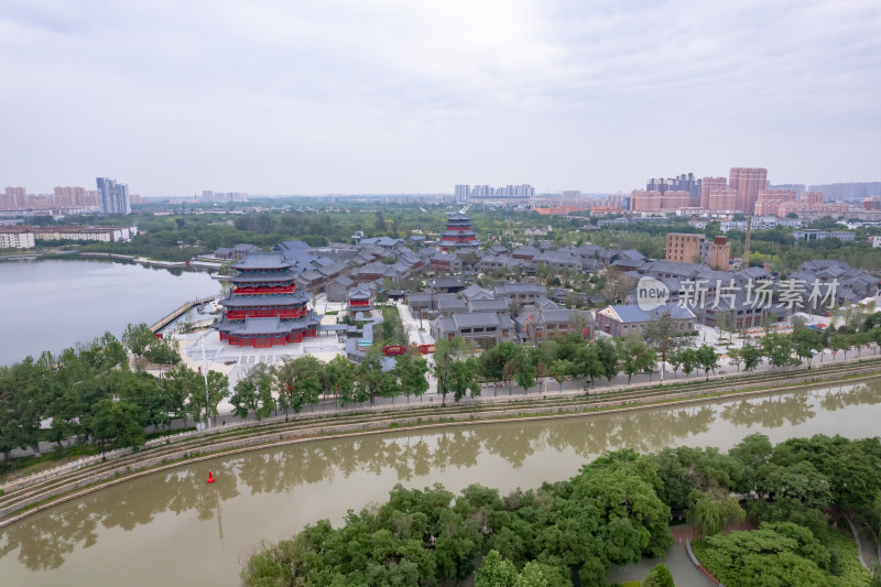 河北沧州城市风光南川楼航拍图