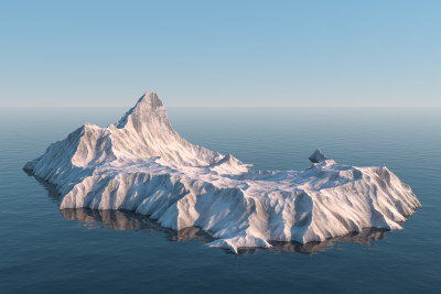 海面上的冰川小岛 三维渲染