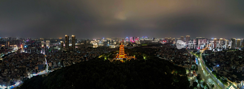 广东佛山城市夜景航拍全景图