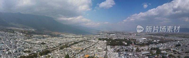 大理古城和苍山洱海航拍180度全景