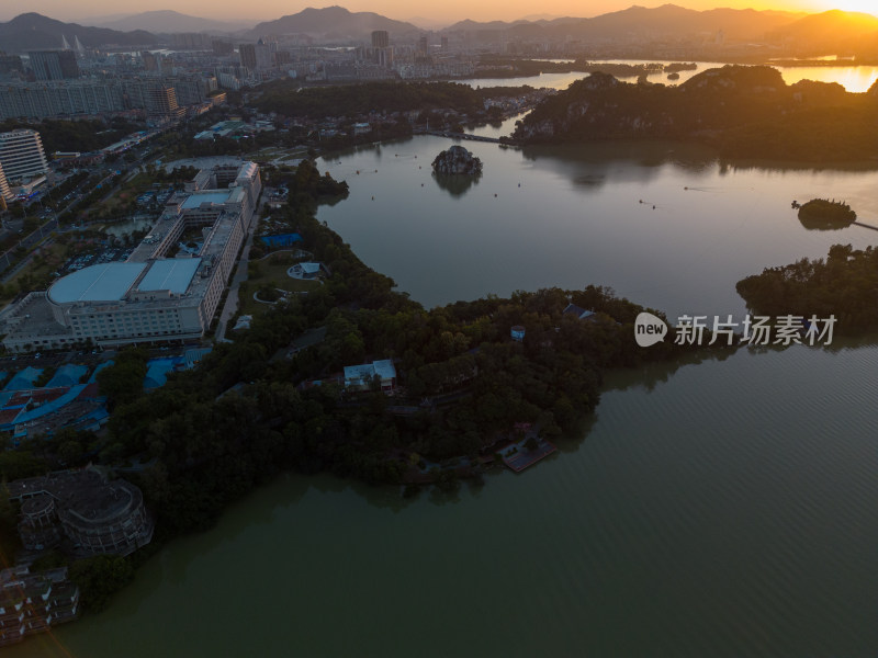 广东肇庆星湖风景区航拍