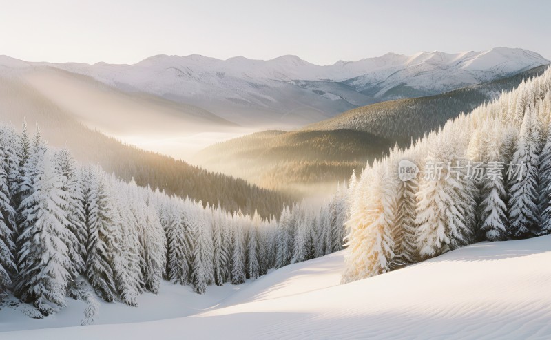 冬季森林白雪覆盖风景