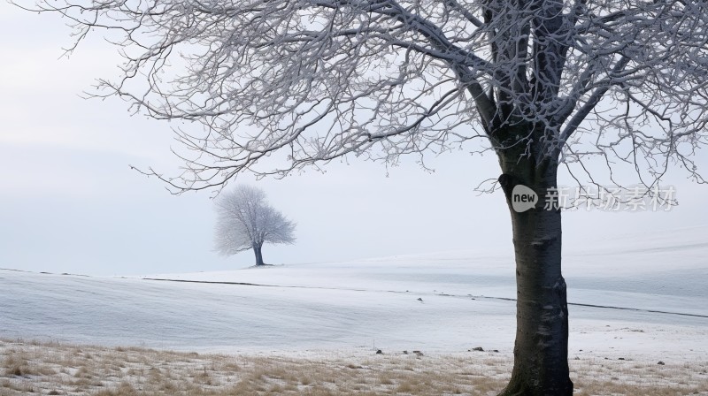 冬季唯美雪景海报背景配图高清摄影图