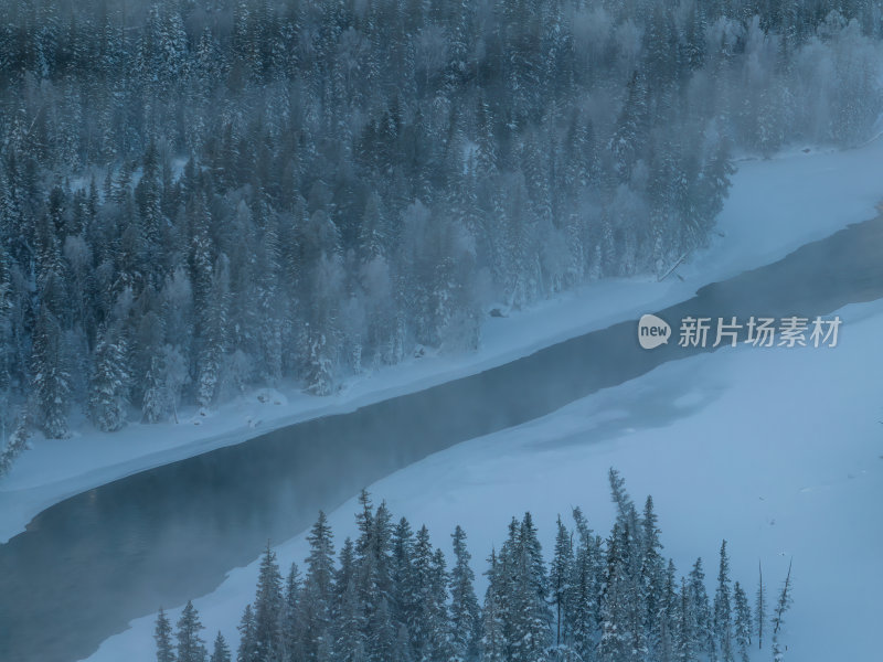 新疆北疆阿勒泰喀纳斯冬季雪景童话世界航拍