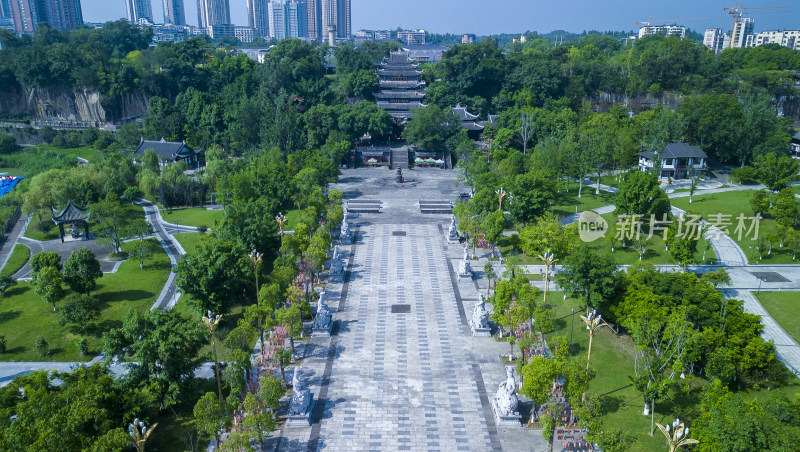 航拍涪江城市背景