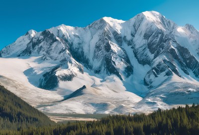 雪山高原草原森林风景