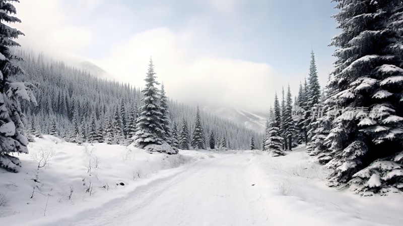 冬季唯美雪景海报背景配图高清摄影图