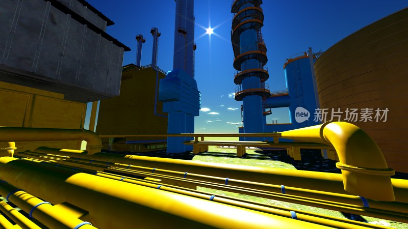 工业设施与黄色管道场景