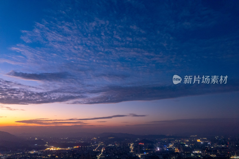 江门城市晚霞夜景灯光航拍摄影图