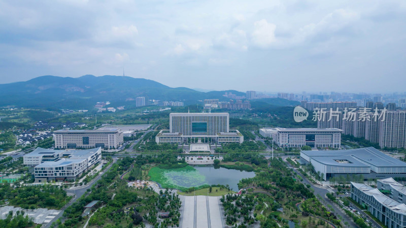 航拍湖北荆门市民广场