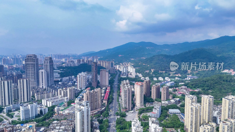 福建莆田城市高楼建筑航拍图