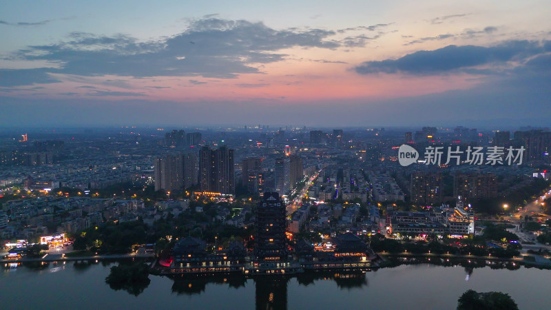 航拍四川眉山建设眉山夜景摄影图