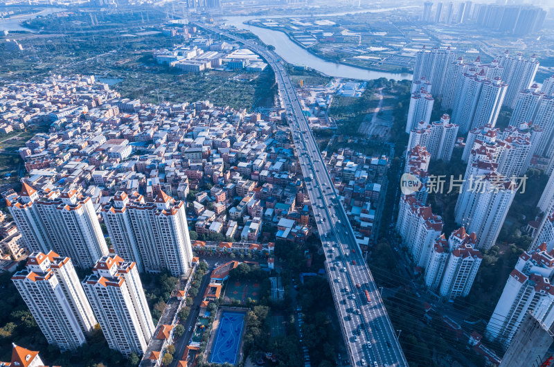 广州东沙桥与番禺南浦城市现代住宅高楼建筑