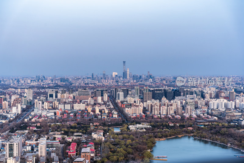 北京CBD建筑群玉渊潭公园城市风光