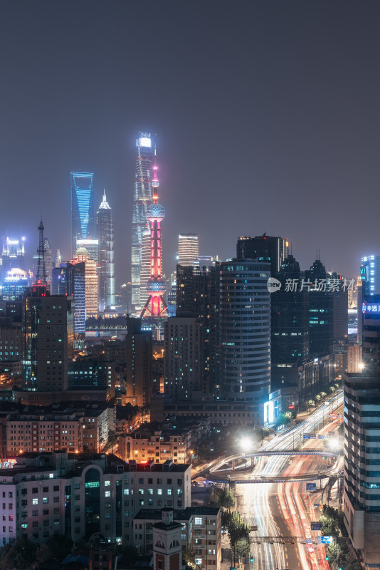 上海陆家嘴夜景城市建筑风光