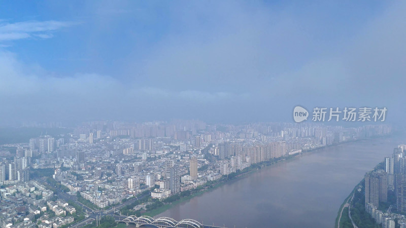 航拍四川乐山城市建设乐山大景摄影图