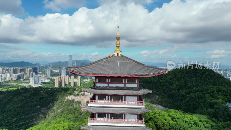 航拍浙江台州白云飞瀑公园