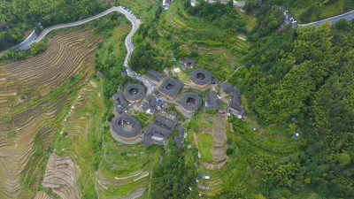 福建土楼四菜一汤土楼航拍