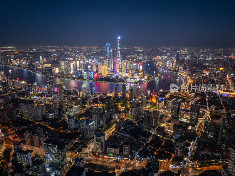 航拍上海现代都市摩天大楼陆家嘴外滩夜景