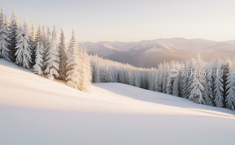 冬季森林白雪覆盖风景