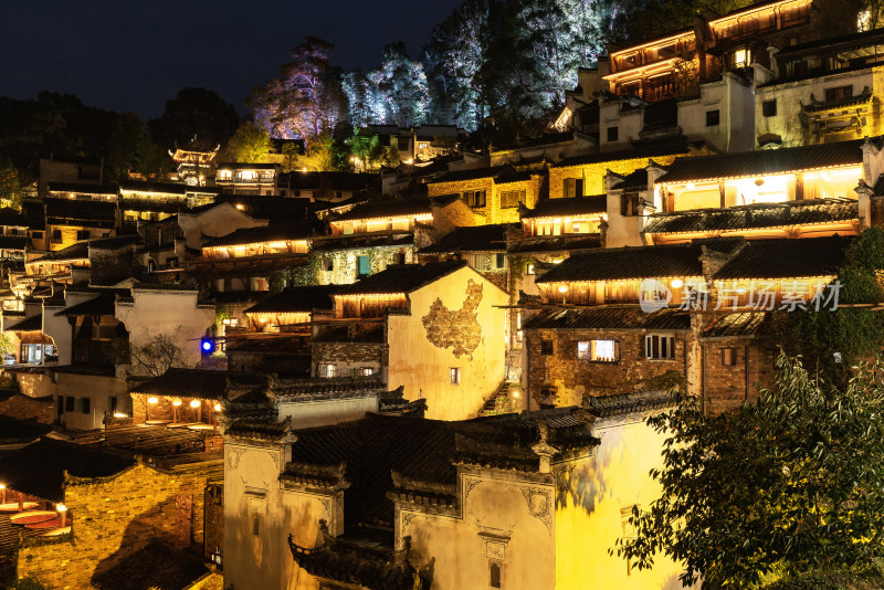 婺源篁岭网红地图墙夜景